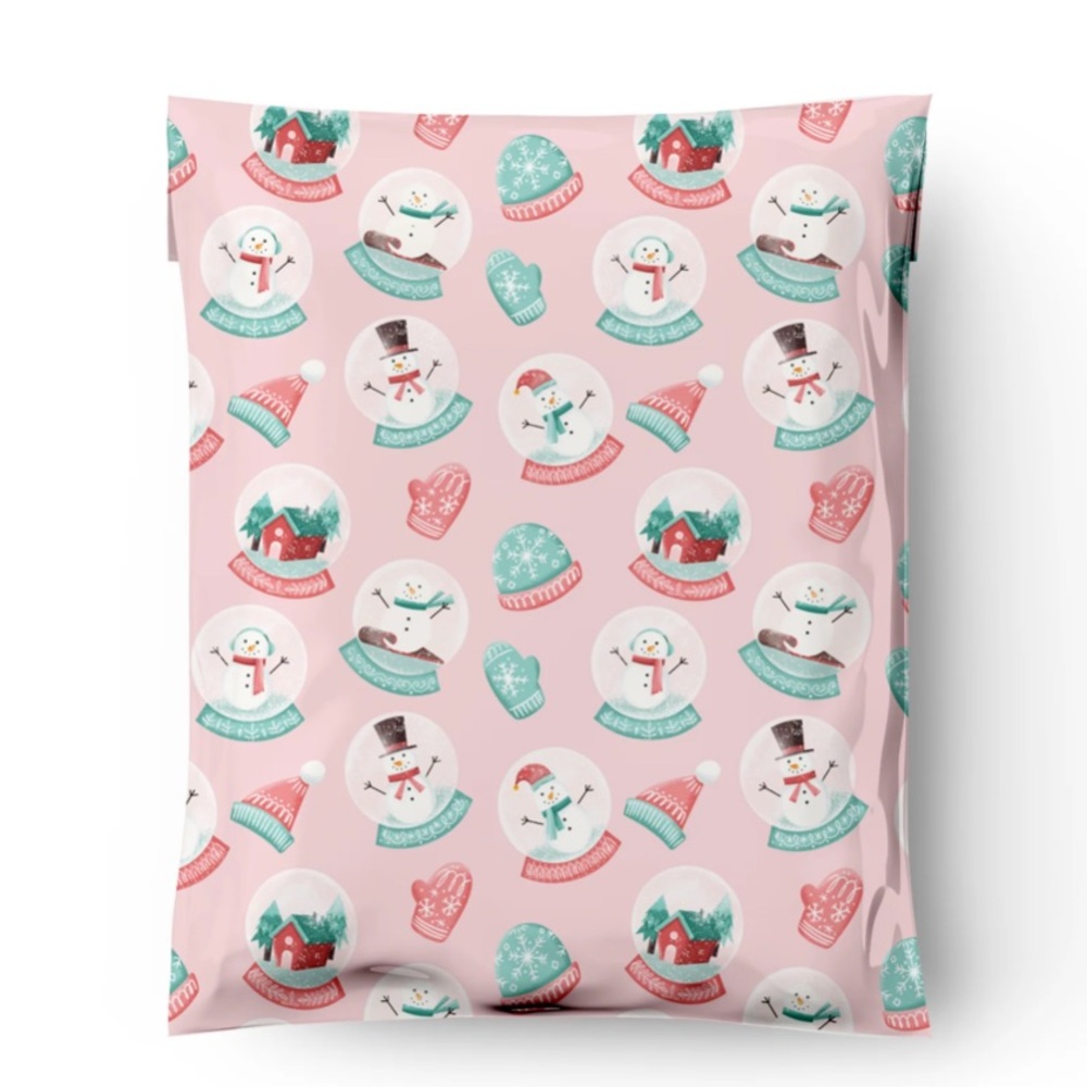 4 LEFT❄️10 Pink Snow globe Poly Mailers 12  x 15 inch